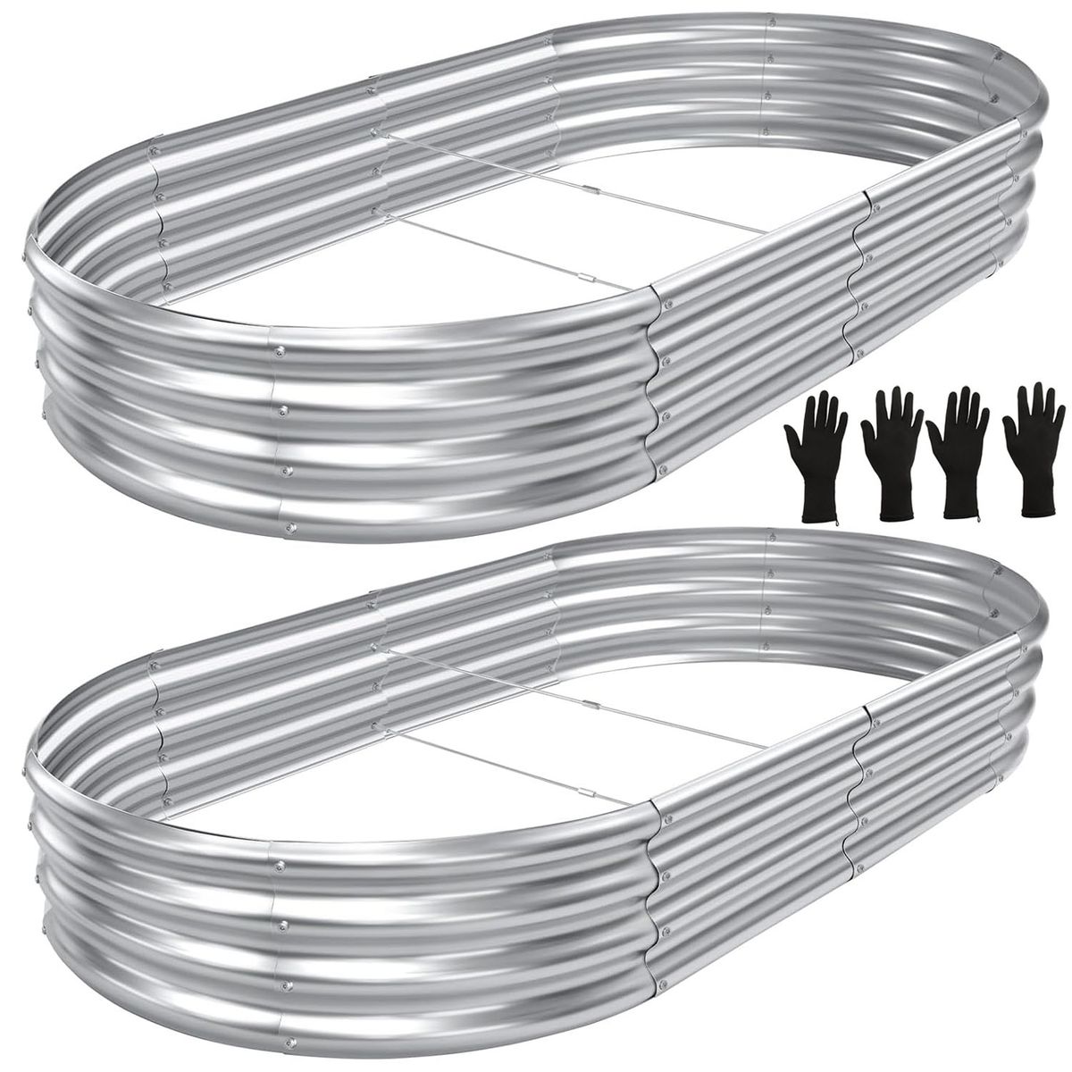 Cart In Mart Galvanised Metal Raised Bed Vegetable Planter Box For Outdoor Garden-2 Pack