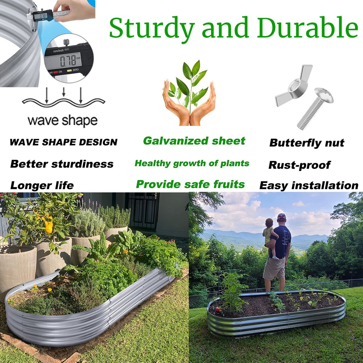 Cart In Mart Galvanised Metal Raised Bed Vegetable Planter Box For Outdoor Garden-2 Pack