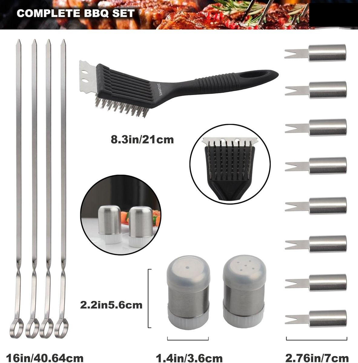 Cart In Mart Deluxe Braai Set With Aluminum Case BBQ Tool Grill Accessories-Gift For Men