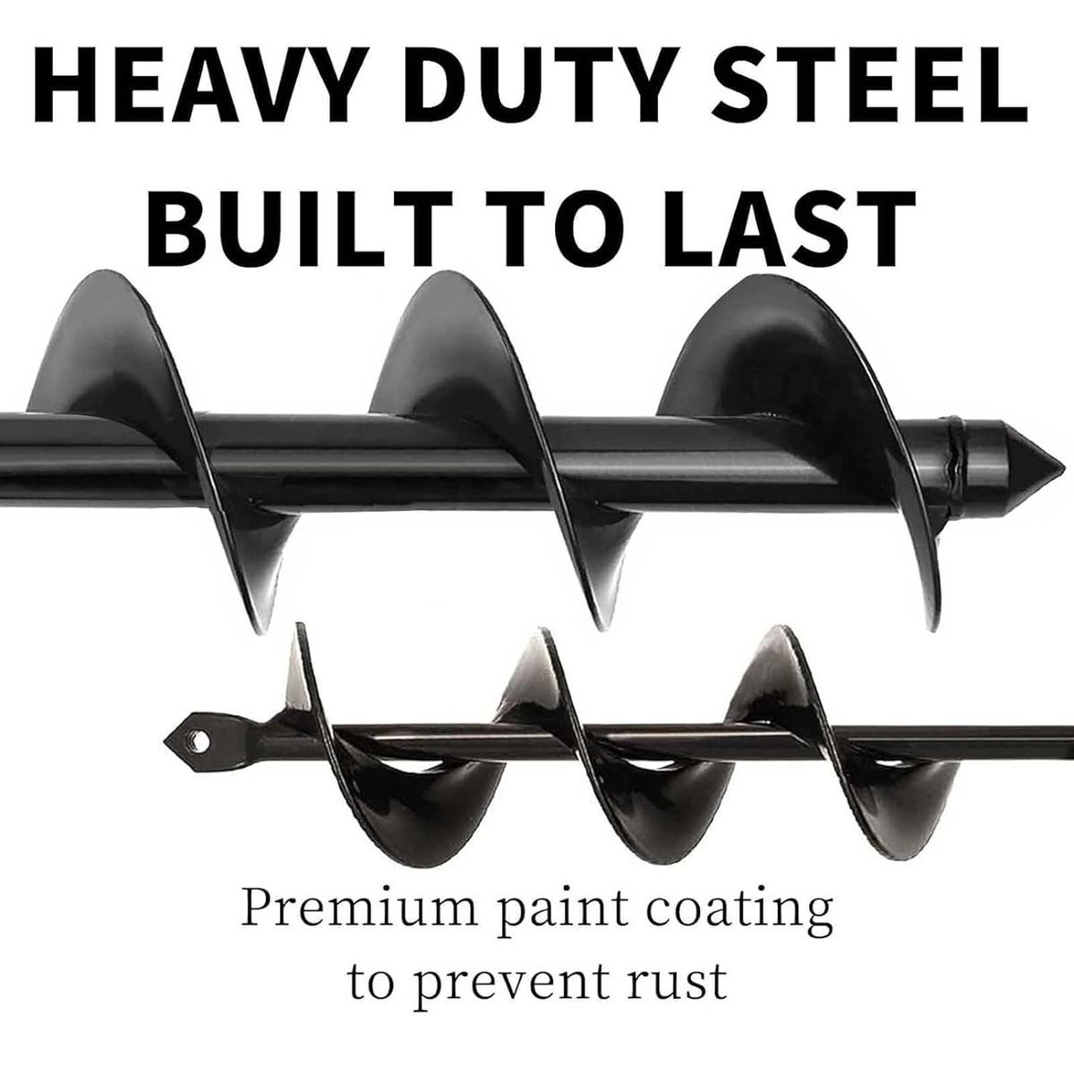 Cart In Mart 2 Piece Spiral Auger Drill Bit For Planting Garden Hole-44.5x7.6 & 44.5x4cm