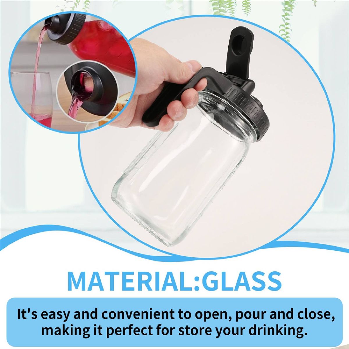 Cart In Mart Borosilicate Glass Water Jug 950ml with Handle Heat Resistant Pitcher