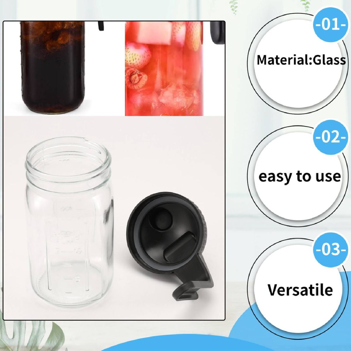 Cart In Mart Borosilicate Glass Water Jug 950ml with Handle Heat Resistant Pitcher