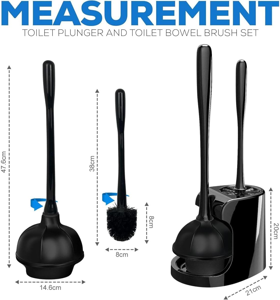 Cart In Mart Toilet Brush & Plunger Set with Holder Cleaning Kit for Toilet & Drain