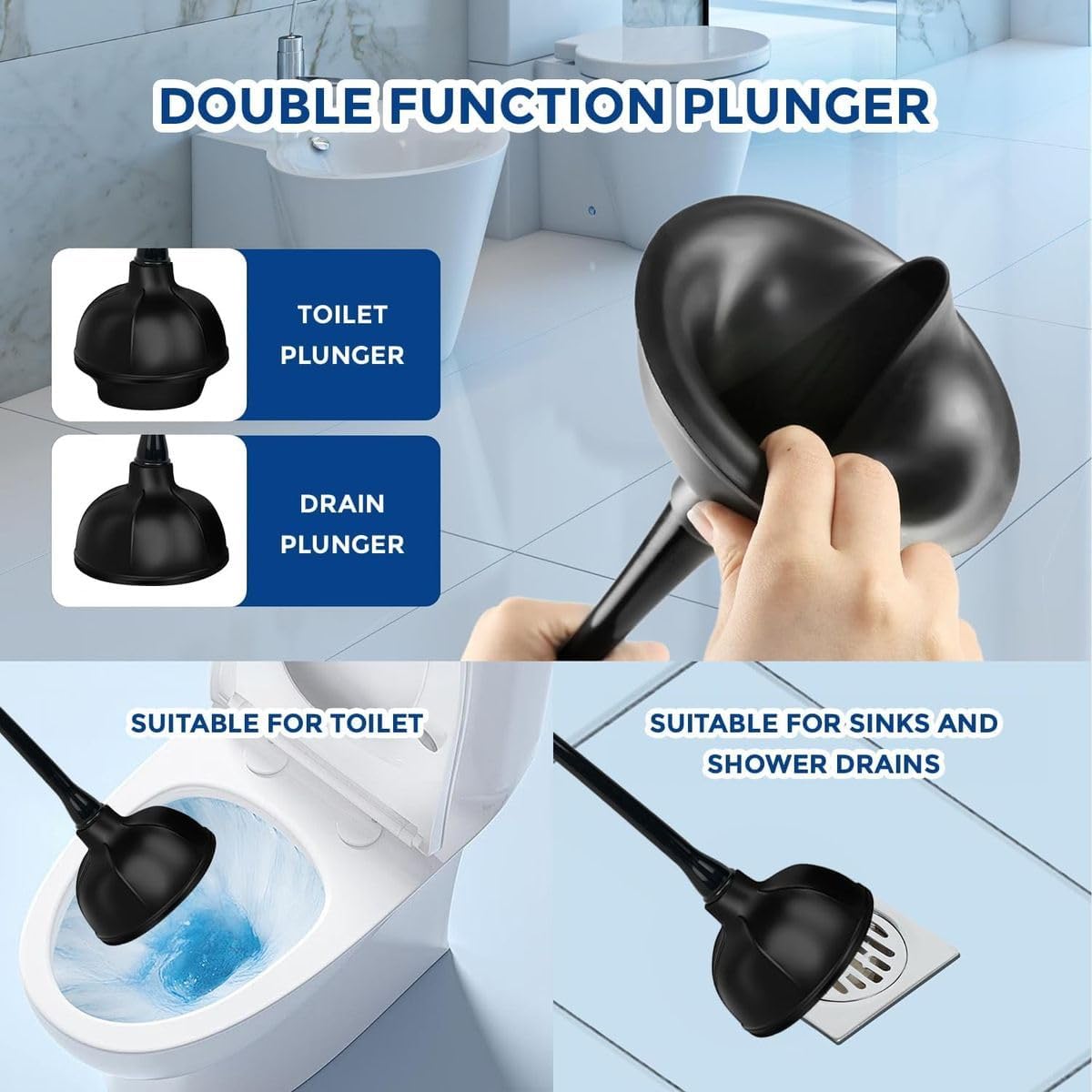 Cart In Mart Toilet Brush & Plunger Set with Holder Cleaning Kit for Toilet & Drain