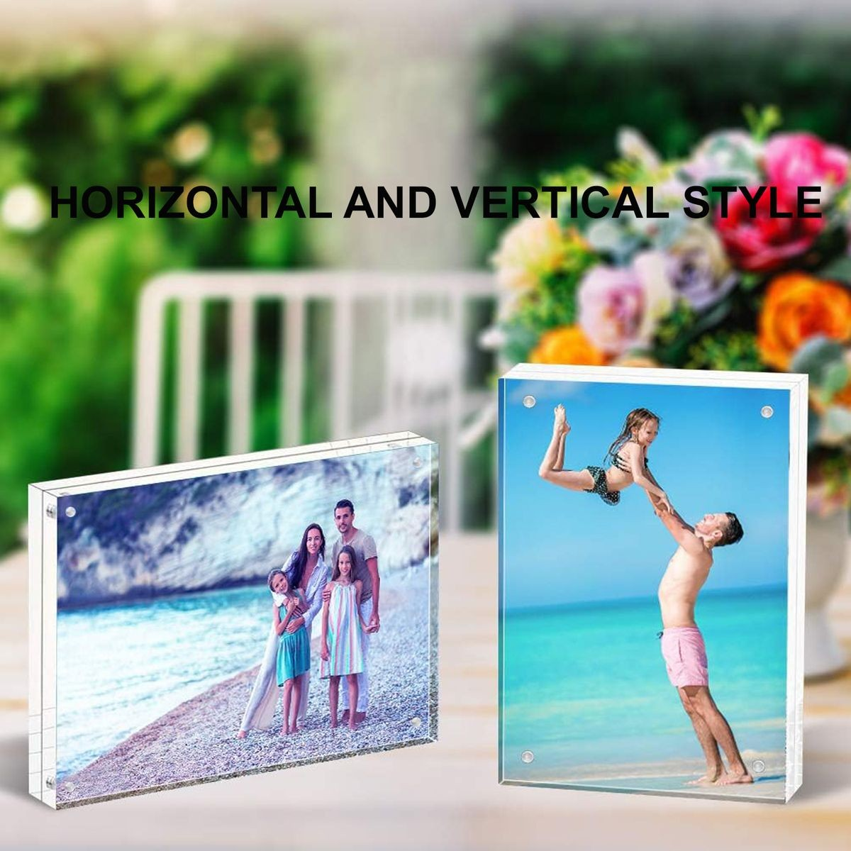 Cart In Mart Magnetic Clear Acrylic Picture Frames Dual Side Photo Frame 8x10" - 2 Pack