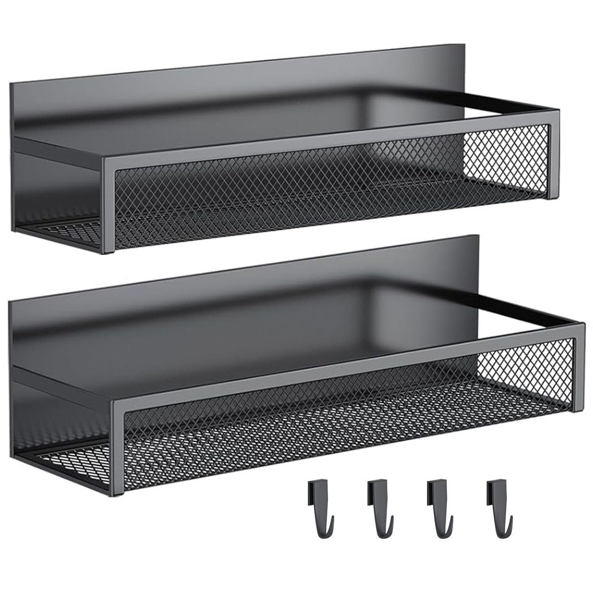 Cart In Mart Cart In Mart Magnetic Metal Spice Shelves with Removable Hooks - 2 Pack