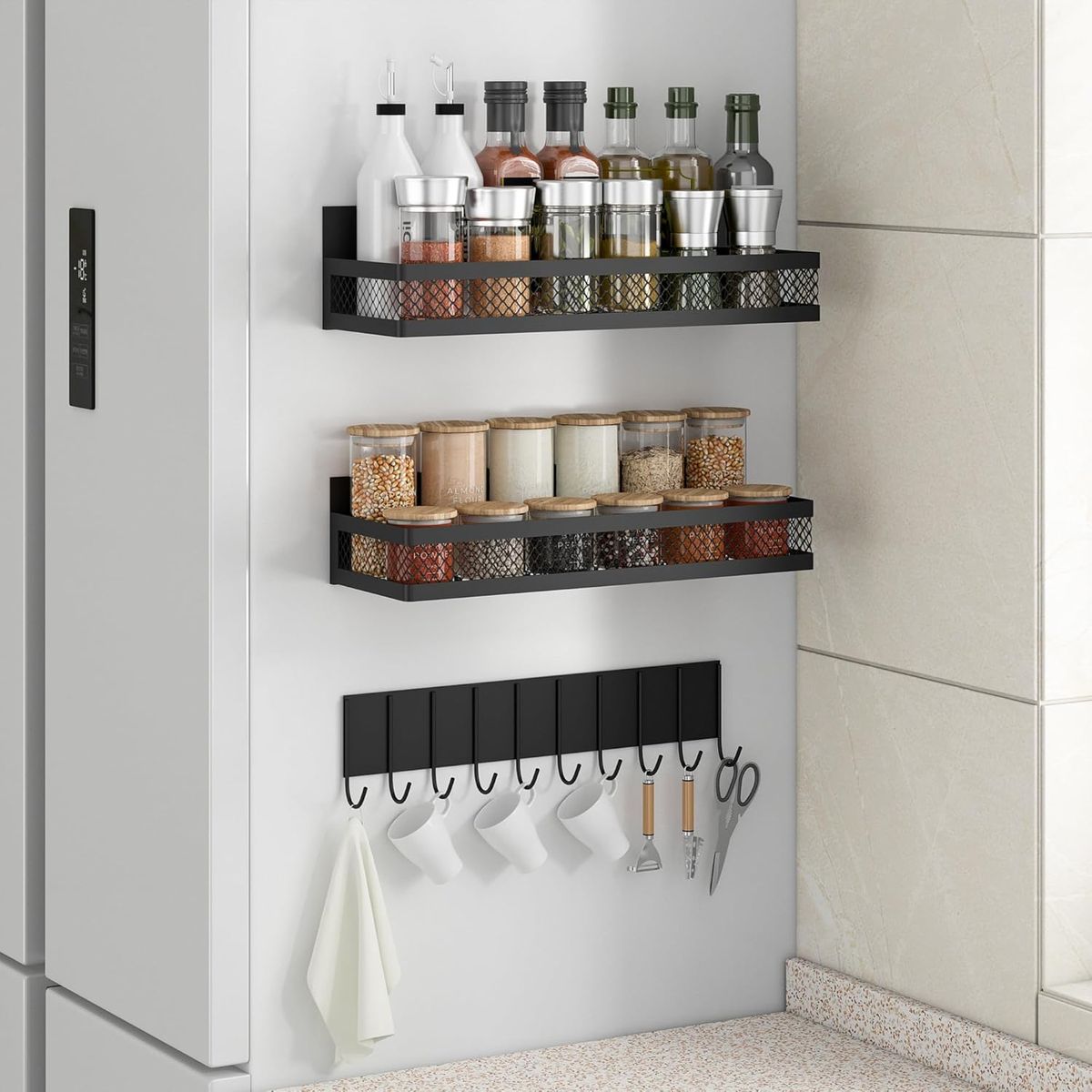 Cart In Mart Cart In Mart Magnetic Metal Spice Shelves with Removable Hooks - 2 Pack