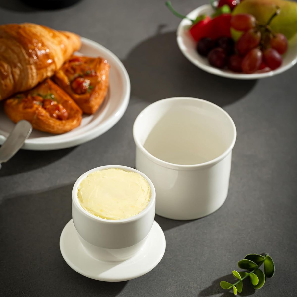 Cart In Mart Ceramic Butter Crock with Lid - Porcelain Butter Keeper for Countertop Storage