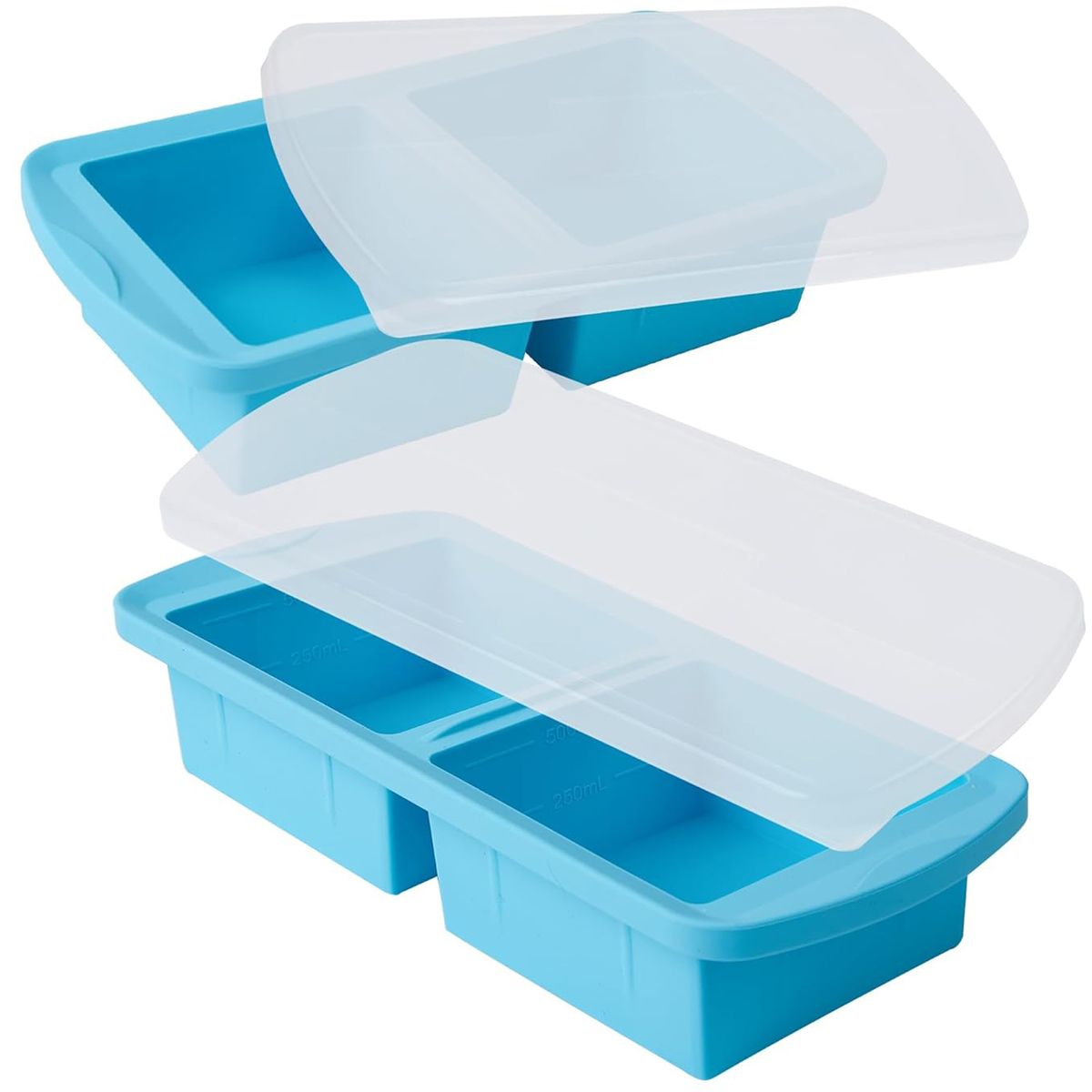 Cart In Mart 2 Pack Silicone Freezer Tray with Lid 2-Cup Portion Cube Mould for Food