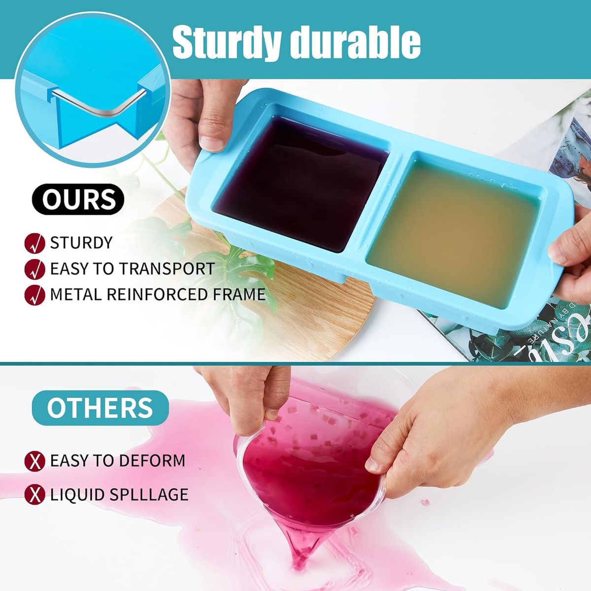Cart In Mart 2 Pack Silicone Freezer Tray with Lid 2-Cup Portion Cube Mould for Food