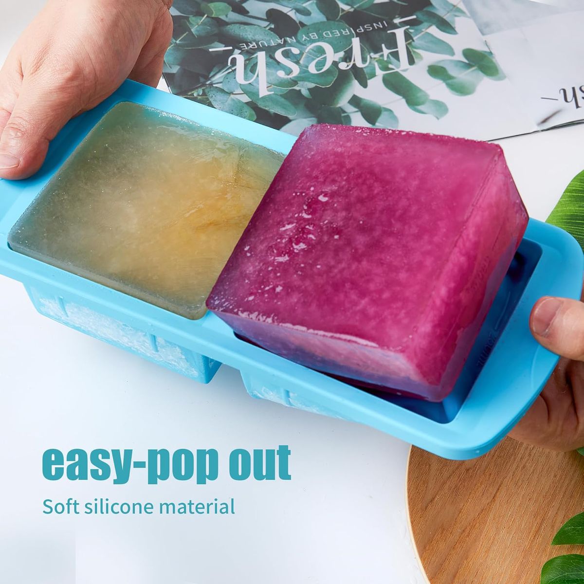 Cart In Mart 2 Pack Silicone Freezer Tray with Lid 2-Cup Portion Cube Mould for Food