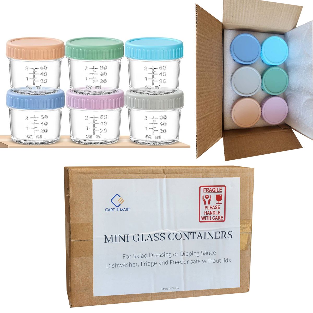 Cart In Mart Glass Baby Food Storage Containers Reusable Baby Food Jars with Lids