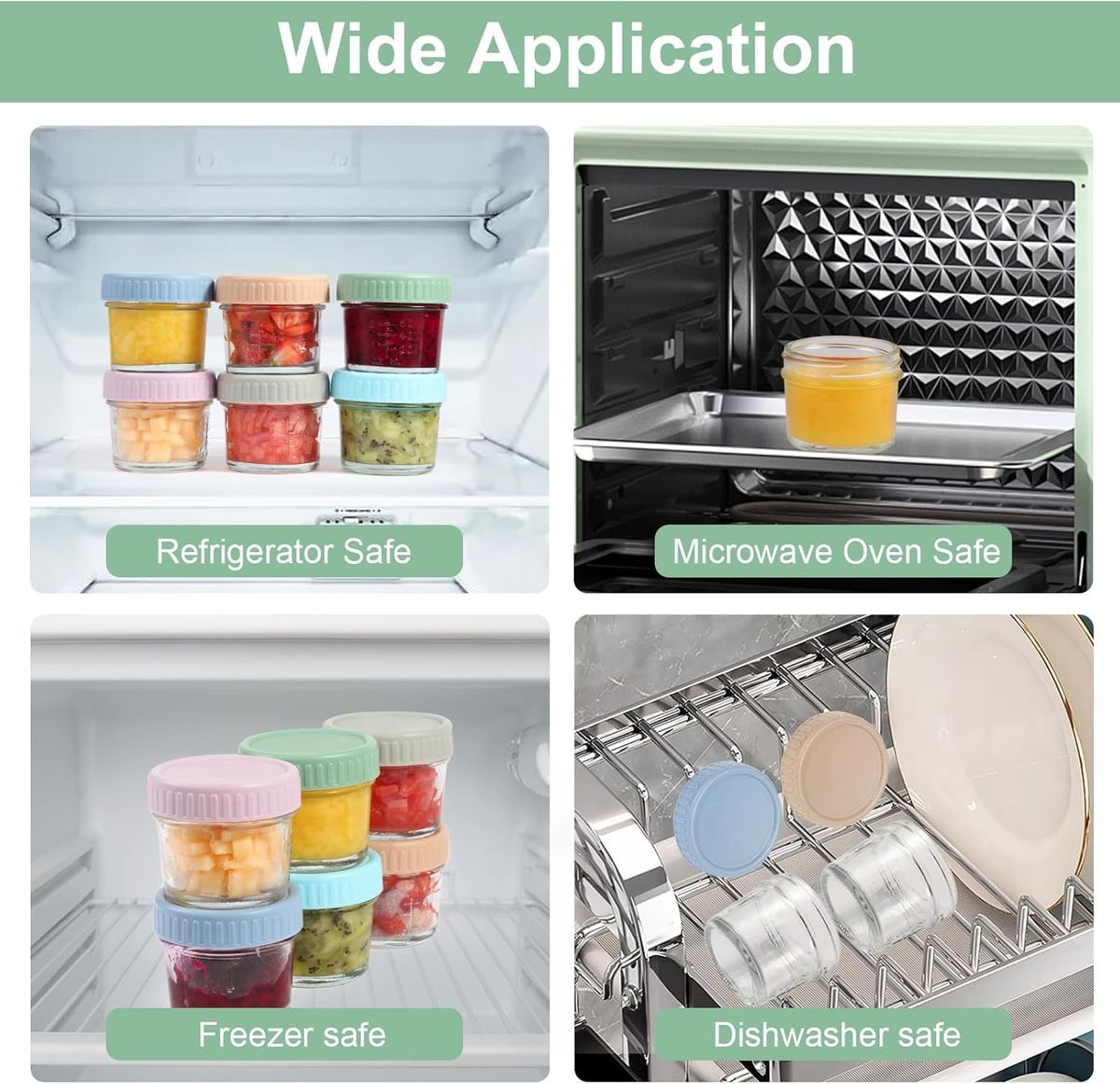 Cart In Mart Glass Baby Food Storage Containers Reusable Baby Food Jars with Lids