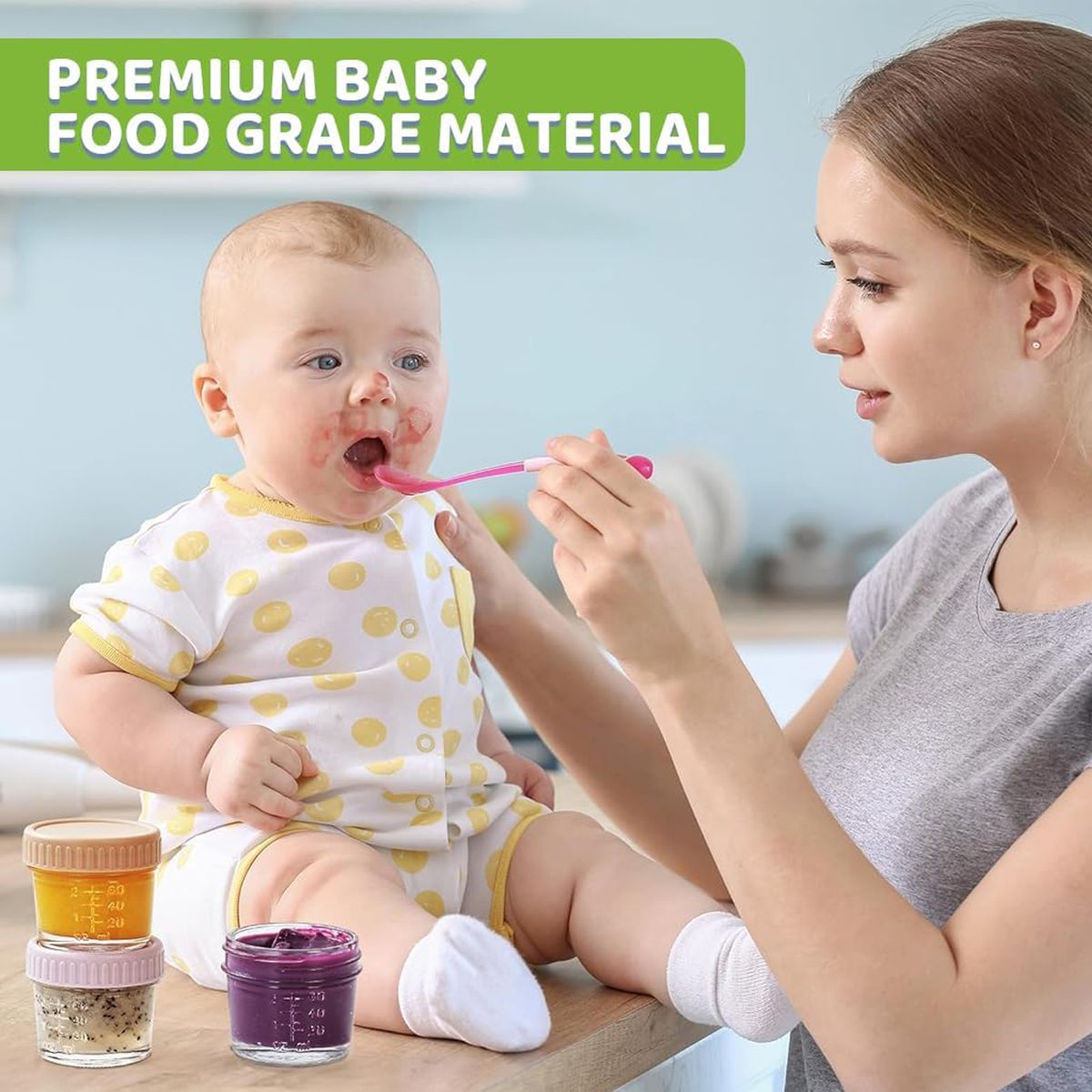 Cart In Mart Glass Baby Food Storage Containers Reusable Baby Food Jars with Lids