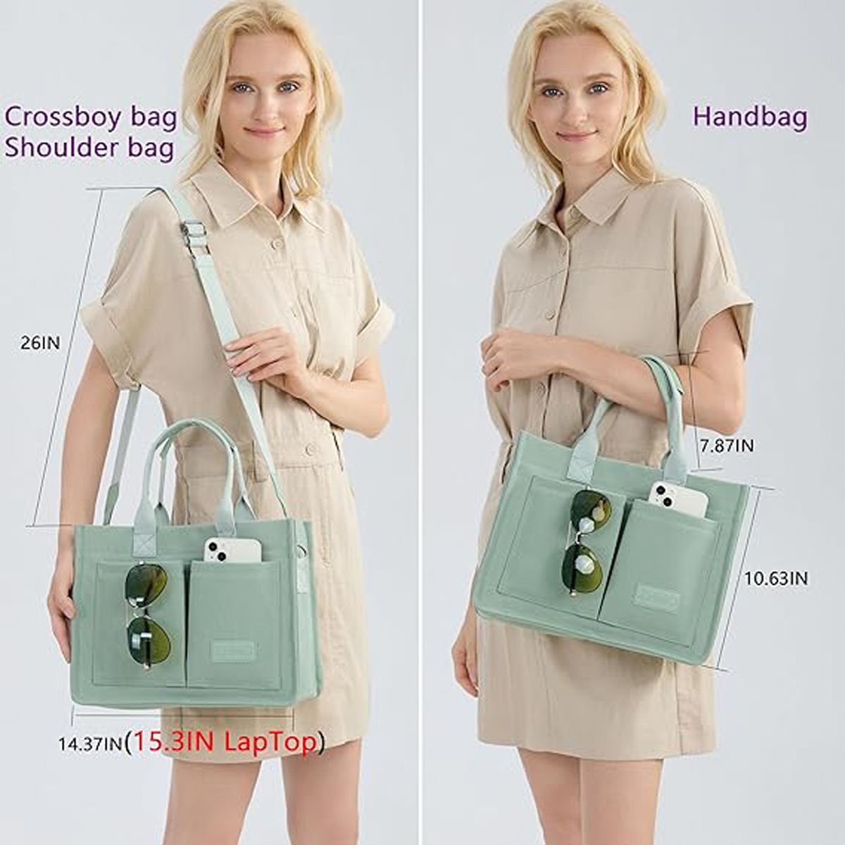 Cart In Mart Cotton Canvas Tote Bag Reusable Eco Shopper Grocery Beach Book Women & Men - Green