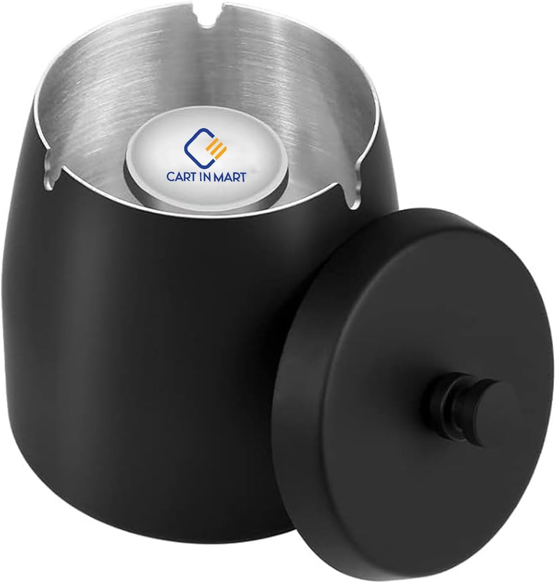 Cart In Mart Ashtray With Lid For Cigarette Stainless Steel Smokeless Odorless Windproof - L