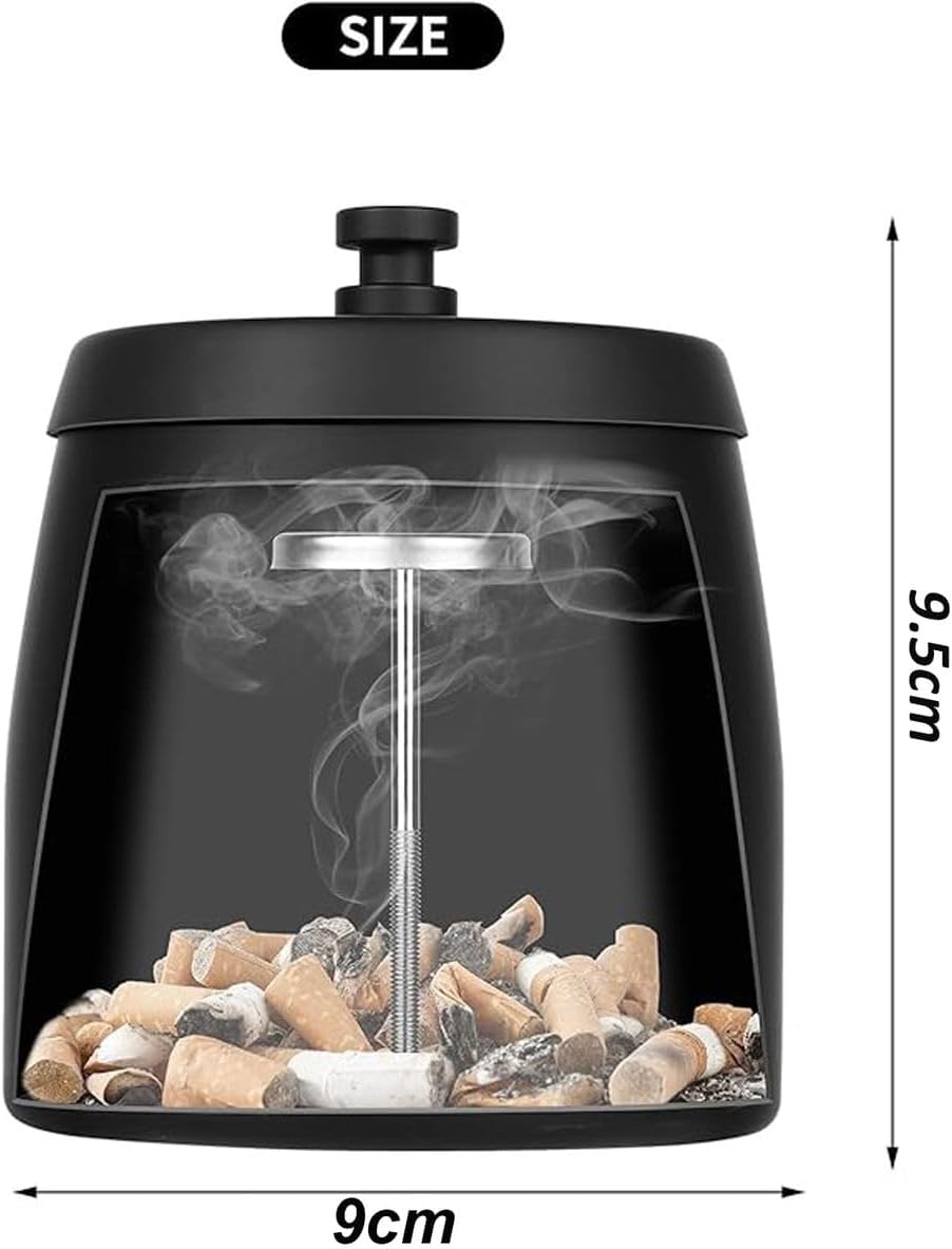 Cart In Mart Ashtray With Lid For Cigarette Stainless Steel Smokeless Odorless Windproof - L