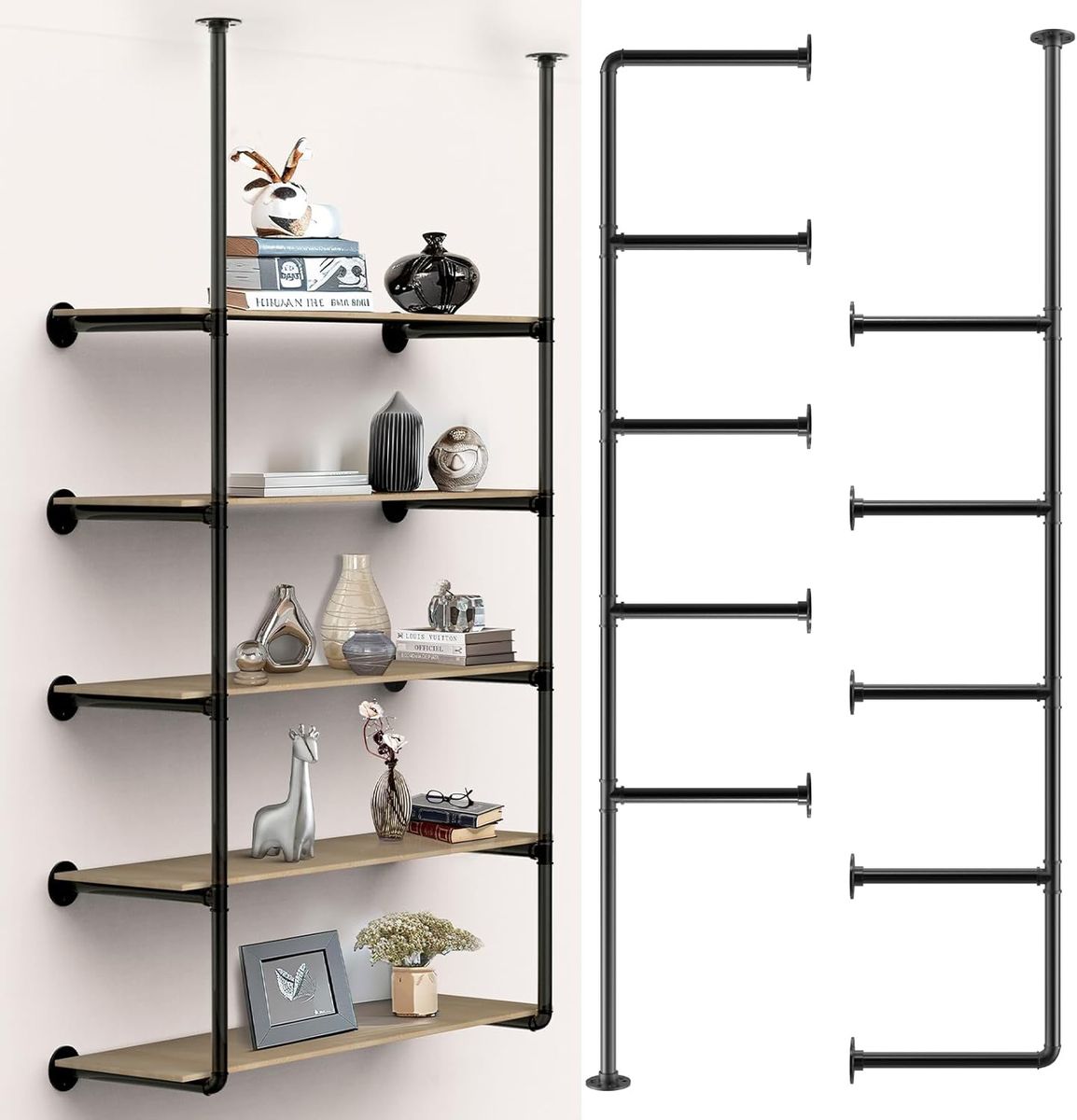 Cart In Mart WallMounted Iron Pipe Shelf Bracket Frame Ceiling Storage Rack DIY Shelving