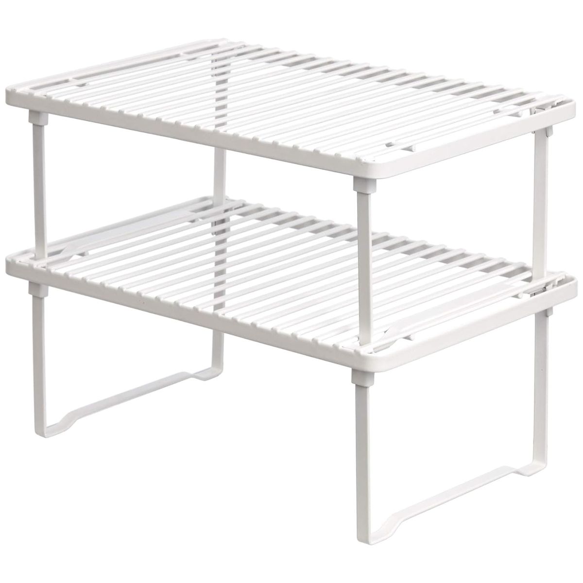 Cart In Mart Metal Shelf Racks - Freestanding and Stackable Counter Organiser - 2Pack - White