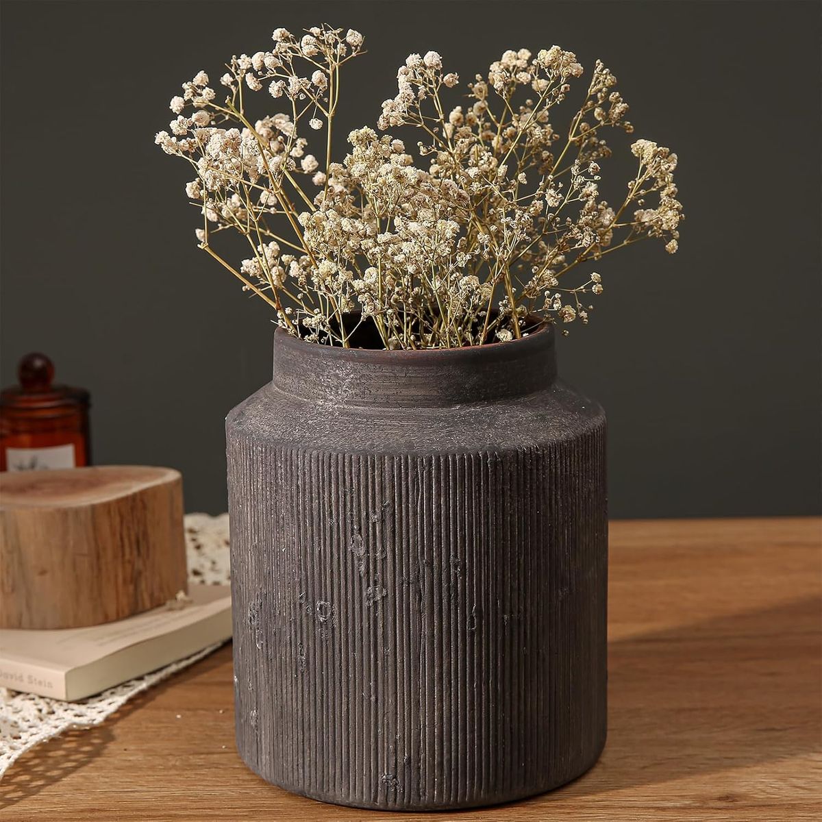 Cart In Mart Rustic Terracotta Ceramic Decorative Vase for Dining Table Living Room