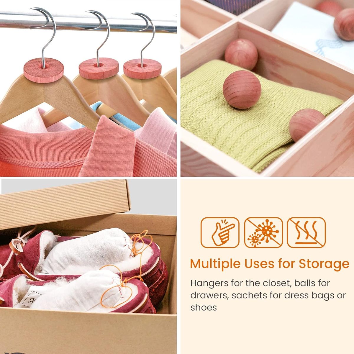 Cart In Mart 56-Piece Cedar Blocks Natural Fresh Scented for Clothes Storage Repels Moths