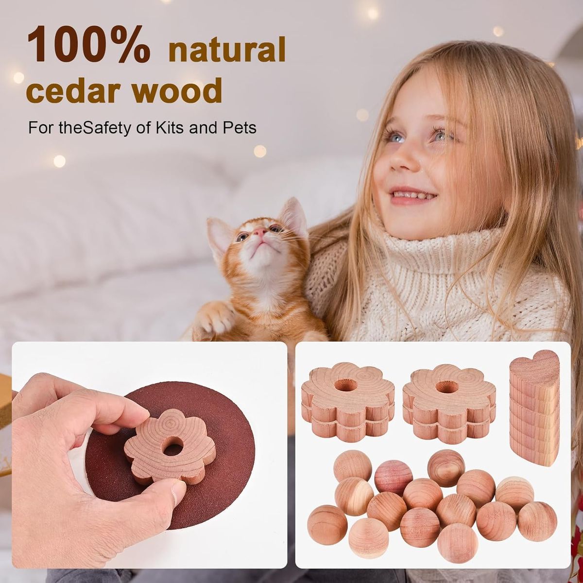Cart In Mart 56-Piece Cedar Blocks Natural Fresh Scented for Clothes Storage Repels Moths