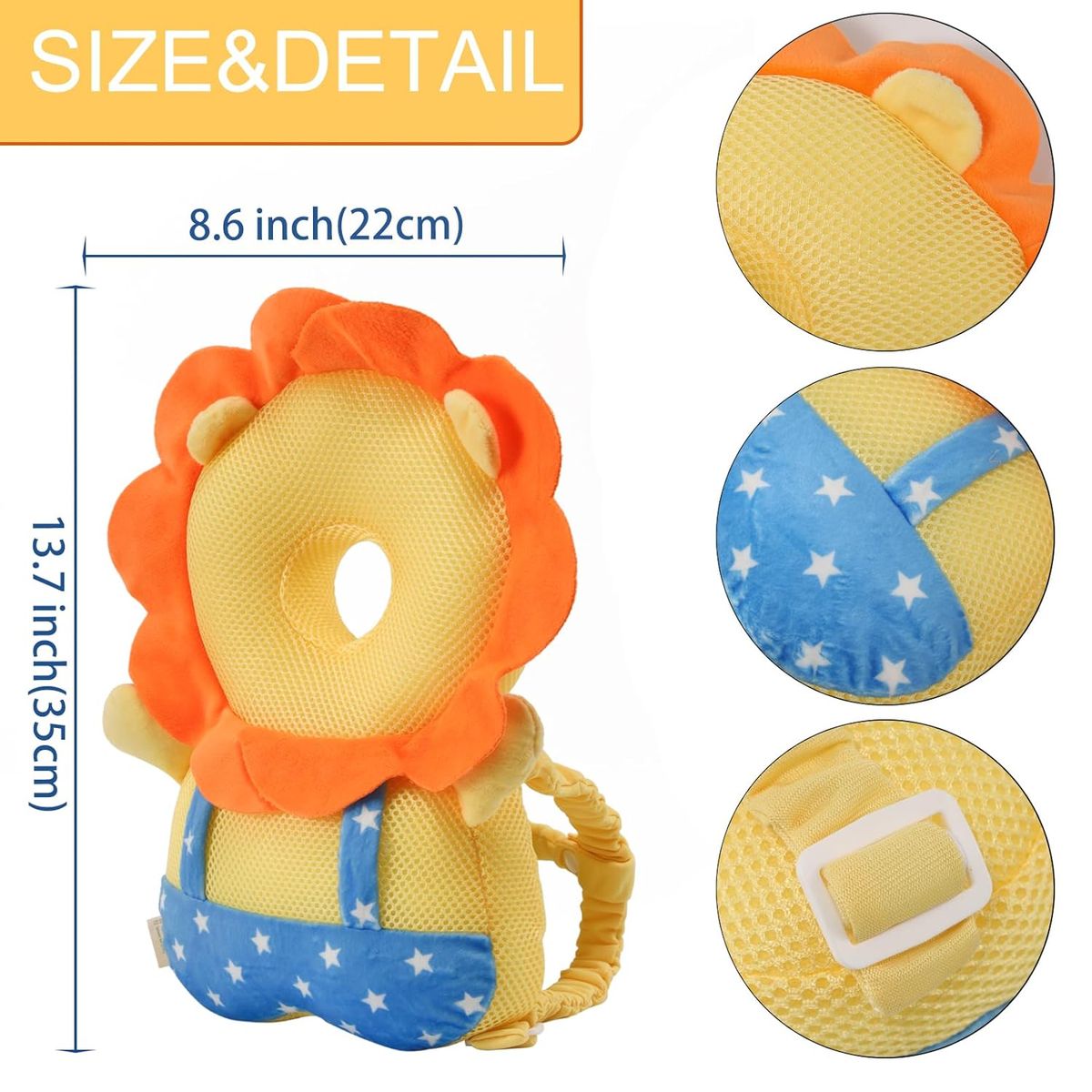 Cart In Mart Baby Head Protector Backpack Soft Plush Prevent Back Fall with 3 knee pads