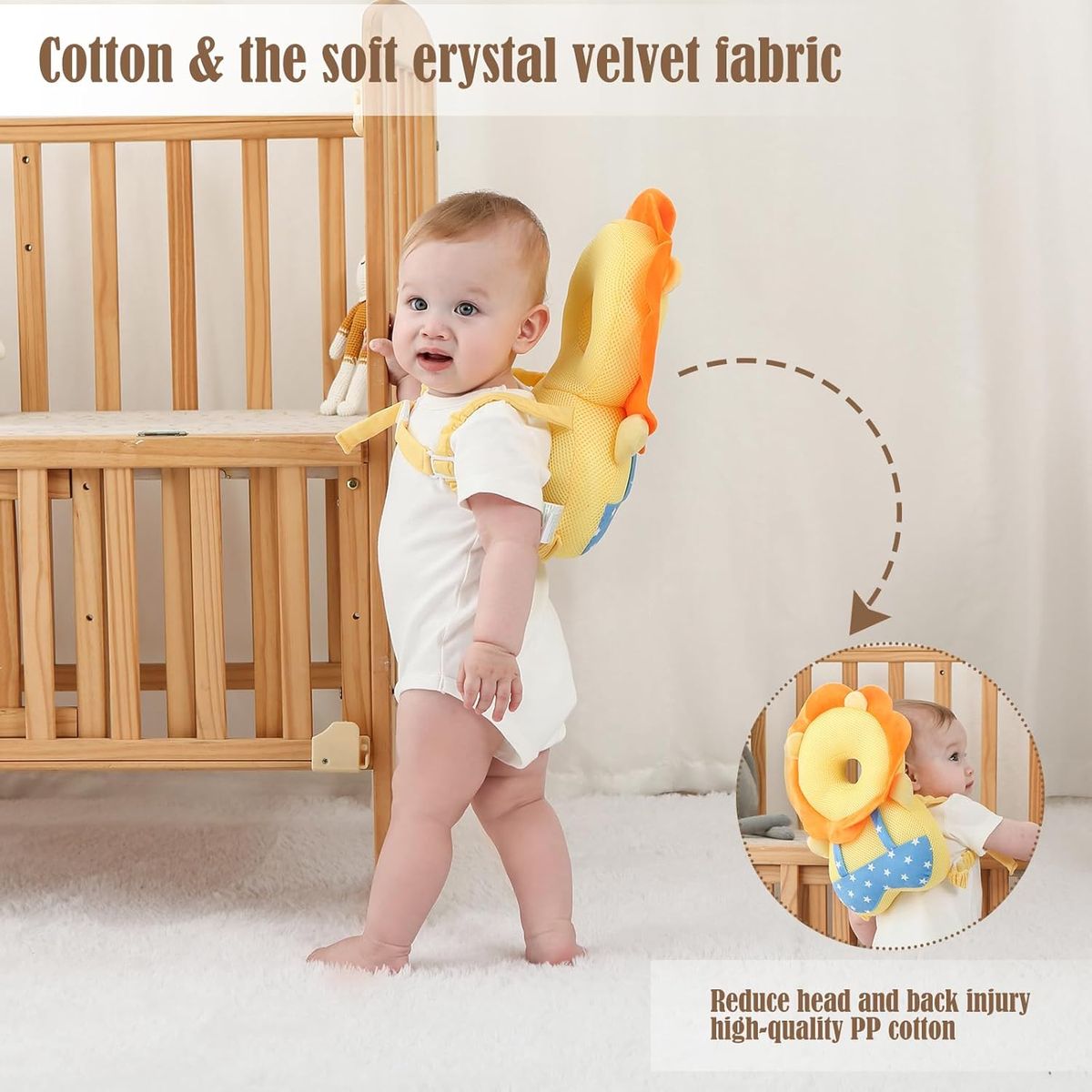 Cart In Mart Baby Head Protector Backpack Soft Plush Prevent Back Fall with 3 knee pads