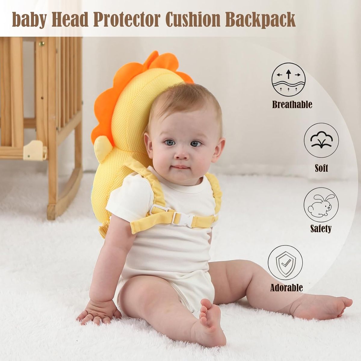 Cart In Mart Baby Head Protector Backpack Soft Plush Prevent Back Fall with 3 knee pads