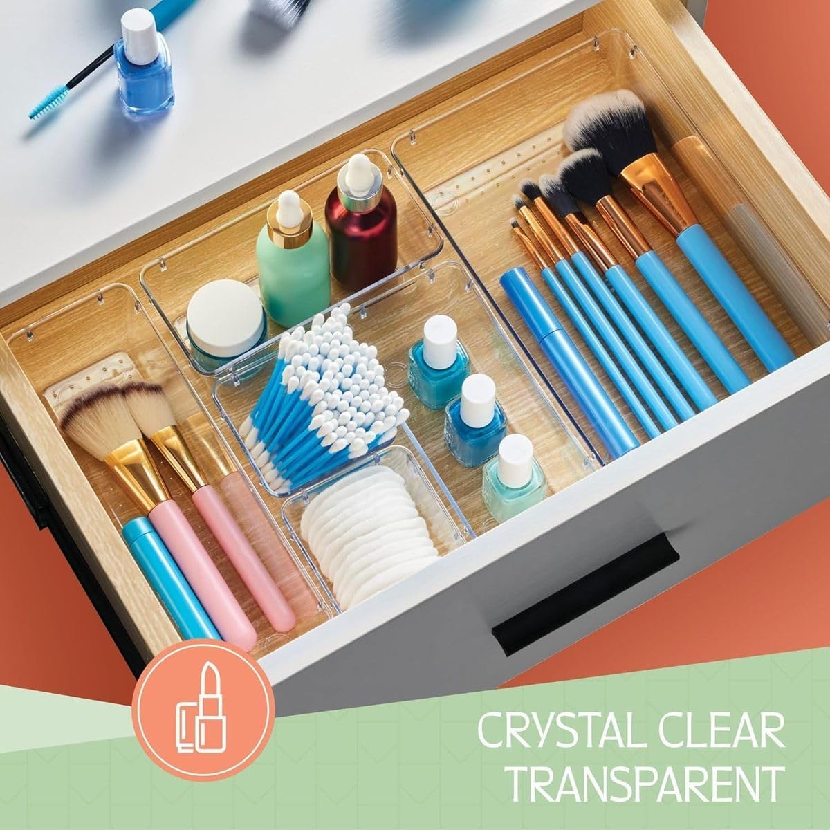 Cart In Mart 25 Pieces Clear Drawer Organizer Set Storage Bins Makeup Jewelry Office Gadgets