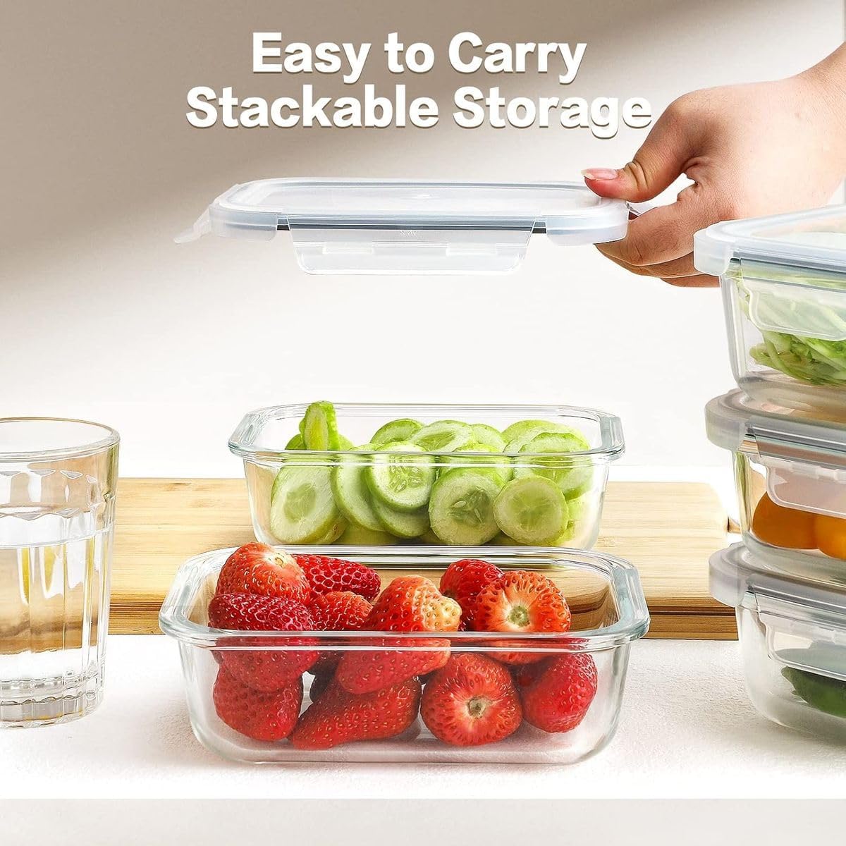 Cart In Mart 8 Pack 1L Glass Meal Prep Containers Leak Proof Lids Airtight Food Storage