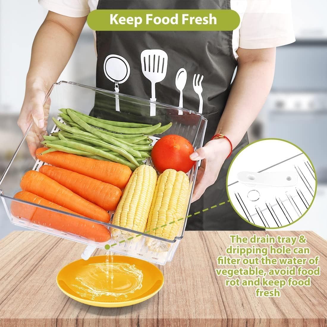 Cart In Mart  Fridge Organizer Bins & Lids Stackable Clear Storage Containers for Kitchen