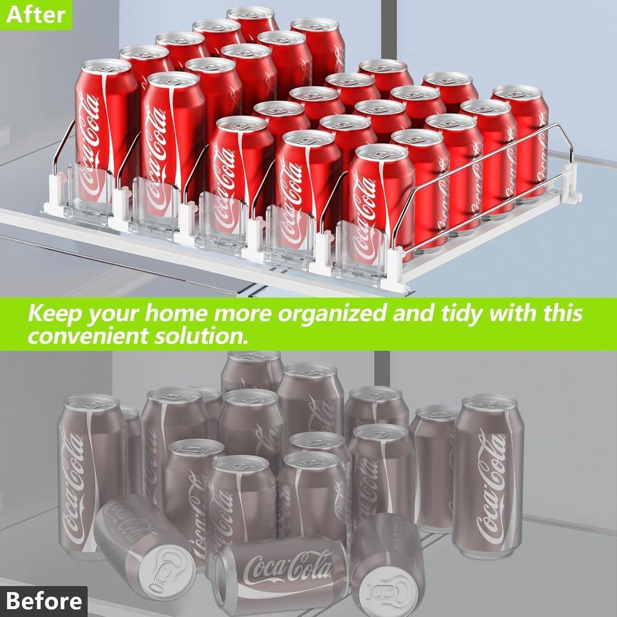 Cart In Mart Self Push Fridge Drink Organizer Automatic Can Dispenser for Refrigerator