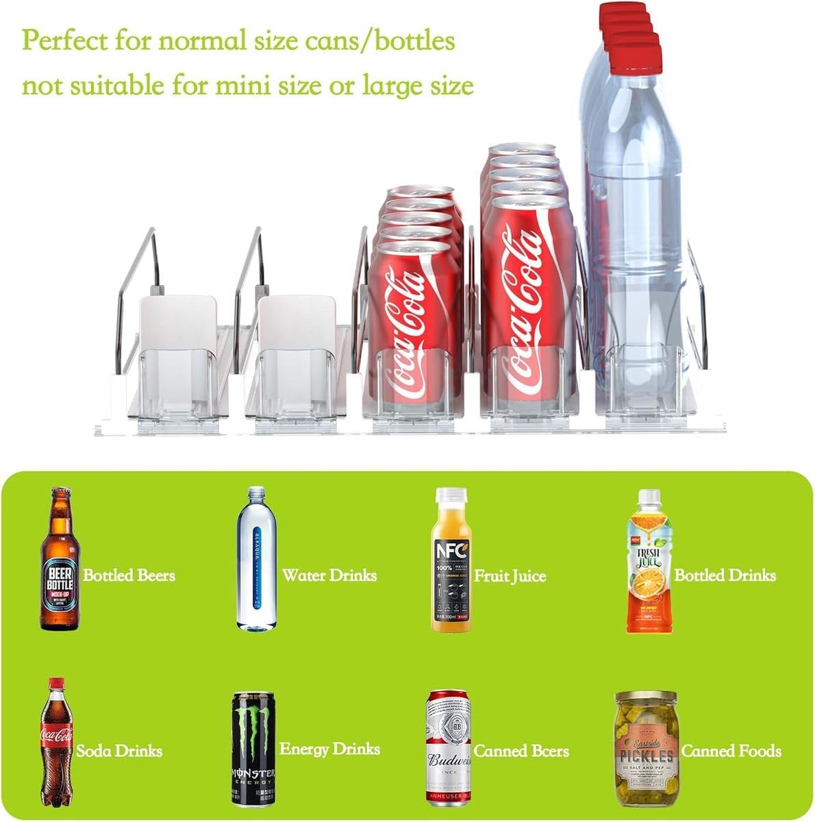 Cart In Mart Self Push Fridge Drink Organizer Automatic Can Dispenser for Refrigerator