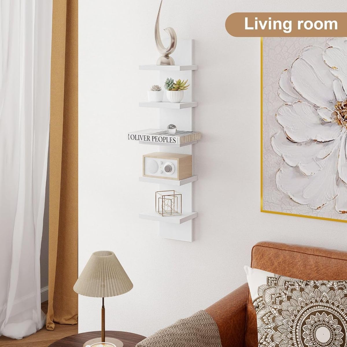 Cart In Mart 5 Tier Wall Shelf Unit Vertical Floating Storage Organizer Tower Home Décor