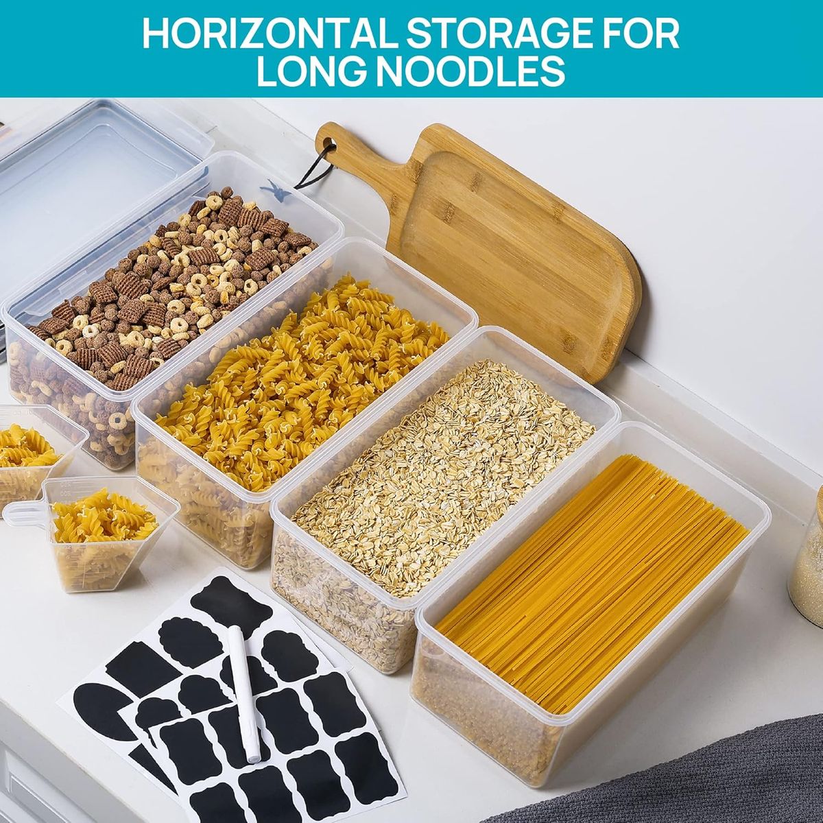 Cart In Mart 4Pack Airtight Food Storage Containers Set Pasta Canisters & Lids BPA Free