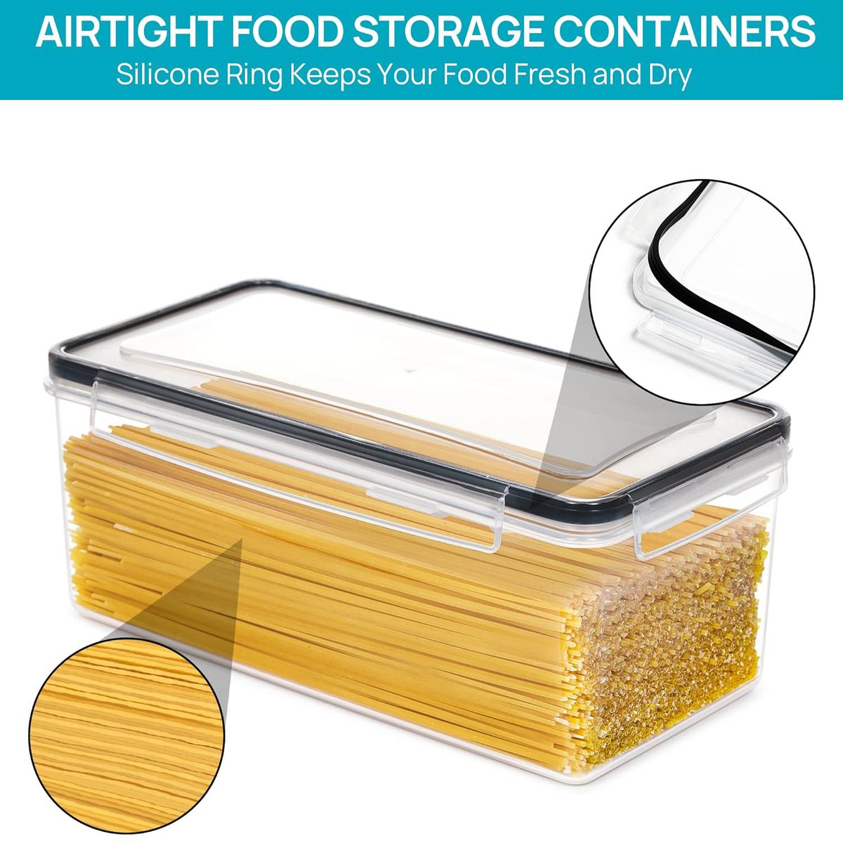 Cart In Mart 4Pack Airtight Food Storage Containers Set Pasta Canisters & Lids BPA Free