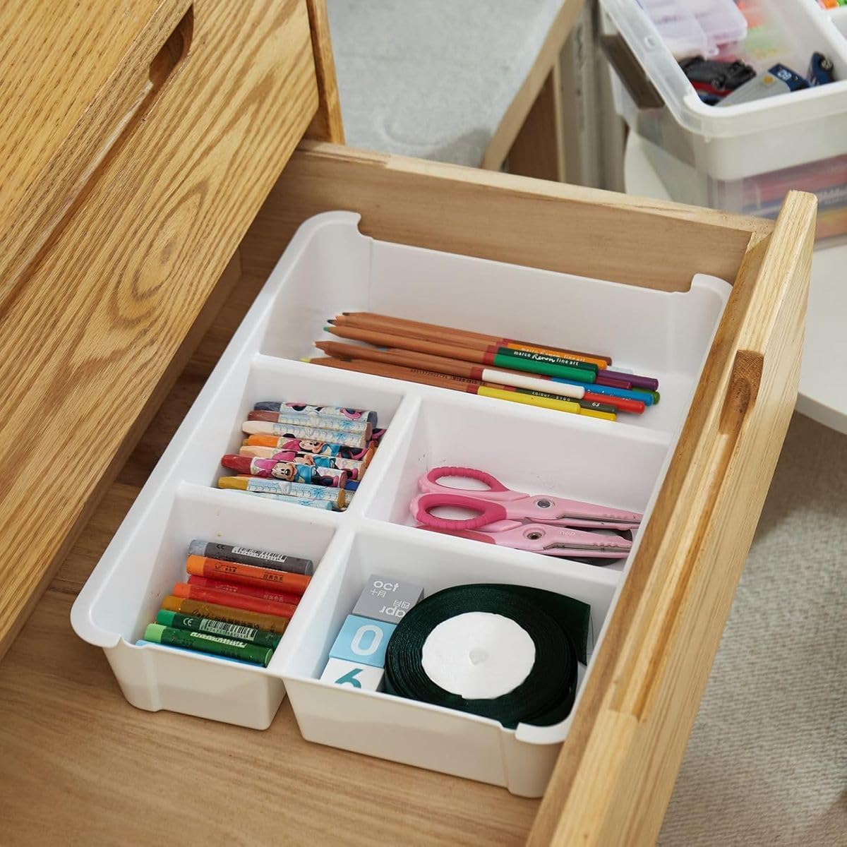 Cart In Mart 16L Plastic Storage Box with Removable Tray Clear Craft Organizer Beads