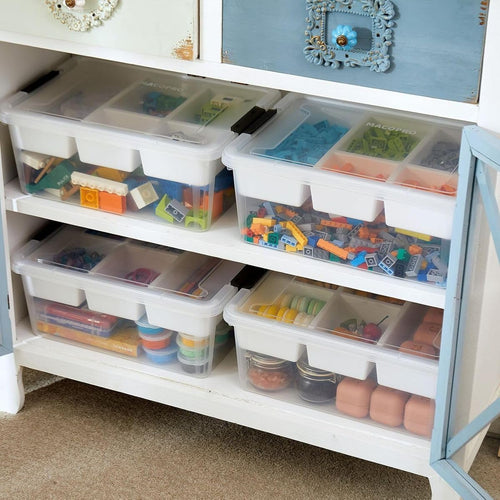 Cart In Mart 16L Plastic Storage Box with Removable Tray Clear Craft Organizer Beads