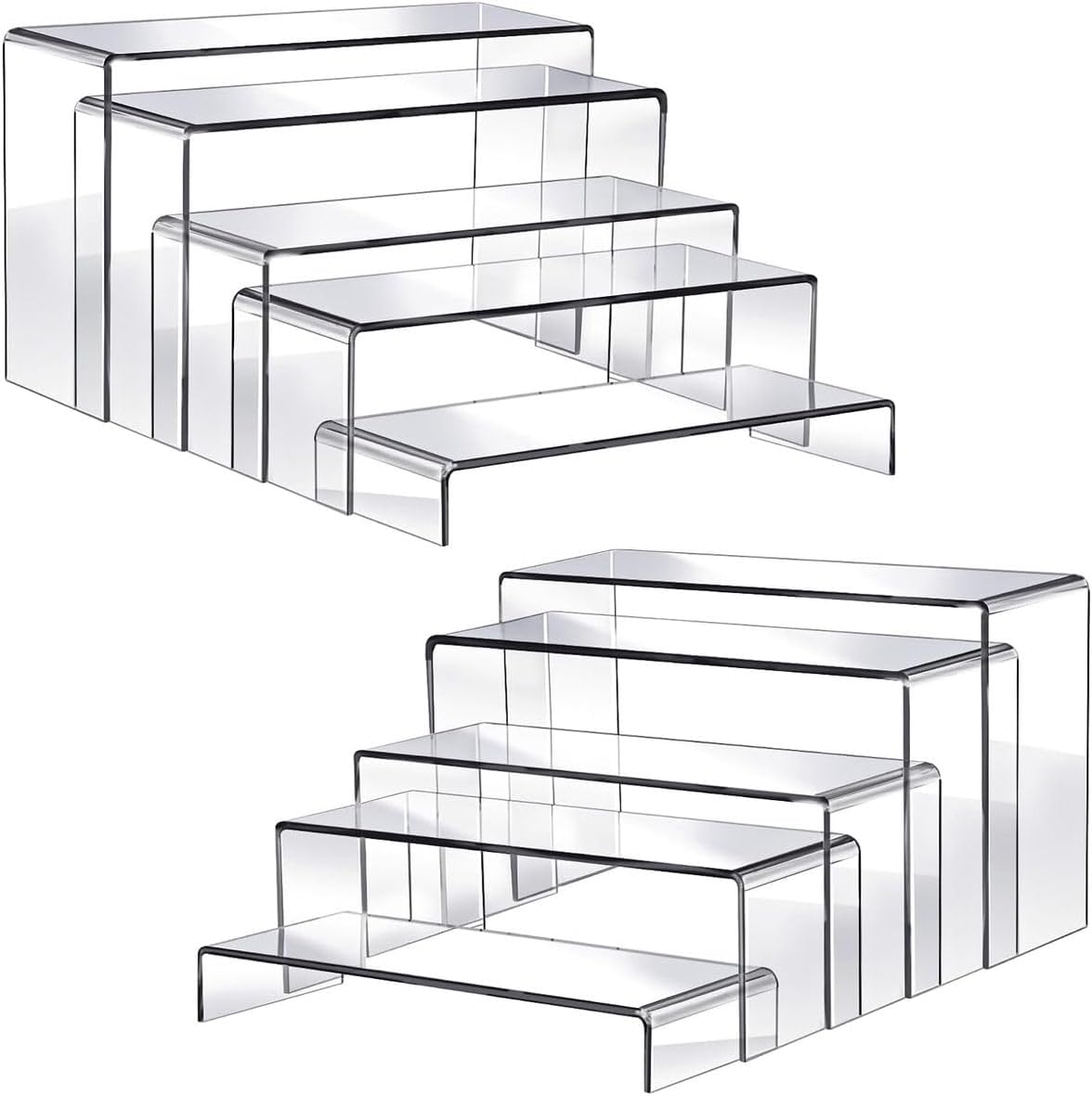Cart In Mart Acrylic Riser Display Stands Set10 piece Clear Rectangular Shelves Decor
