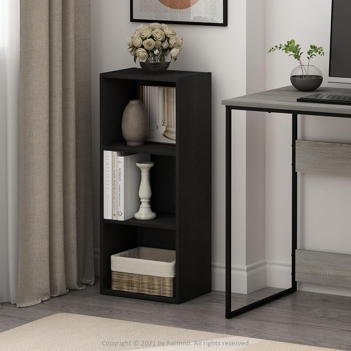 Cart In Mart 3 Cube Storage Organizer Shelves Stackable Wood Bookcase Fits Cubby Bins - Black