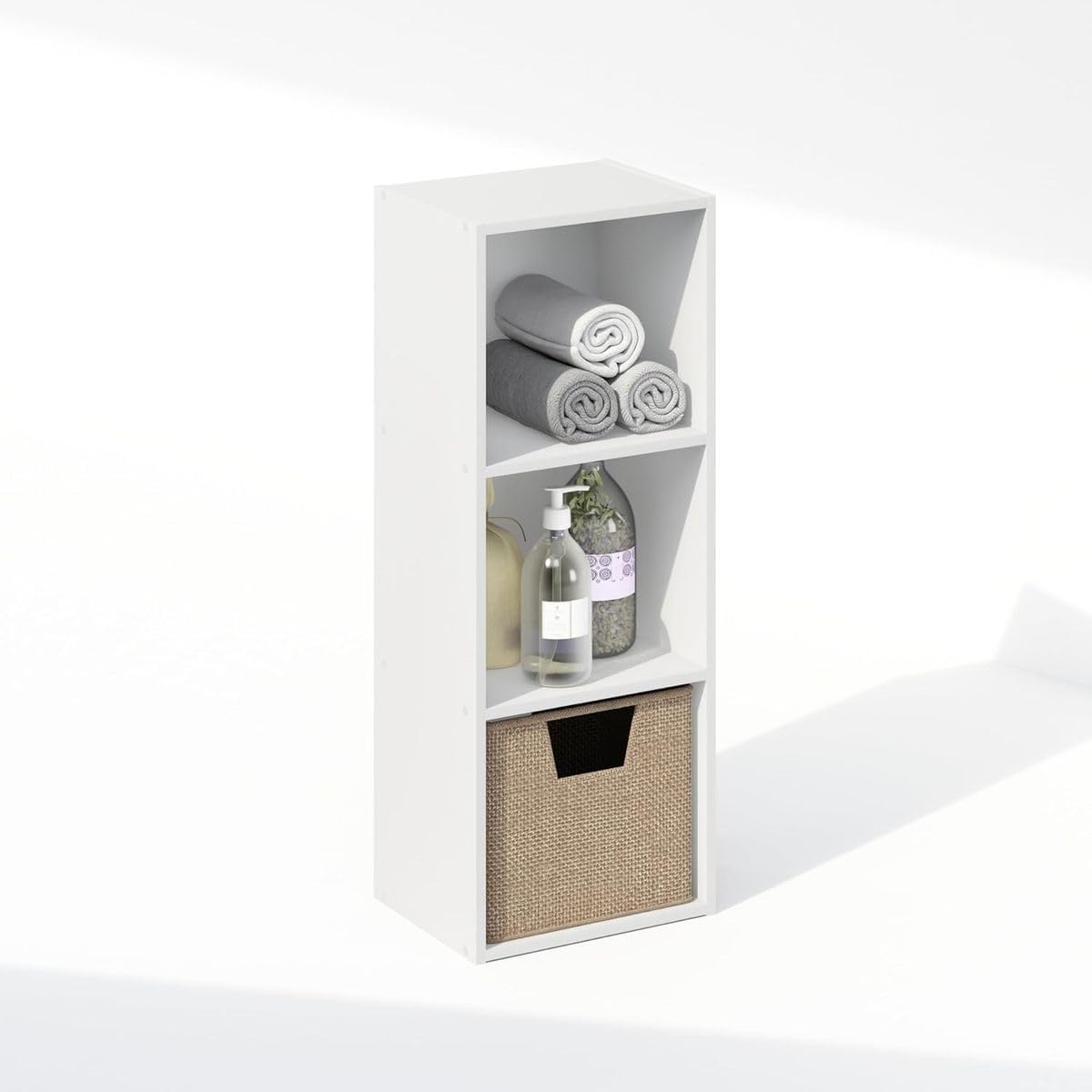 Cart In Mart 3 Cube Storage Organizer Shelves Stackable Wood Bookcase Fits Cubby Bins - White