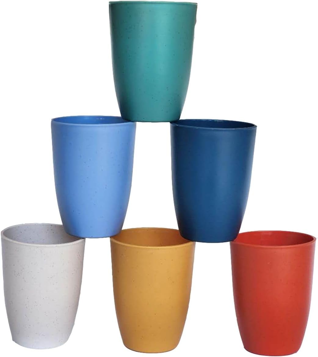 Cart In Mart 6Pack Wheat Straw Glasses Reusable Unbreakable Drinking Cup Dishwasher Safe