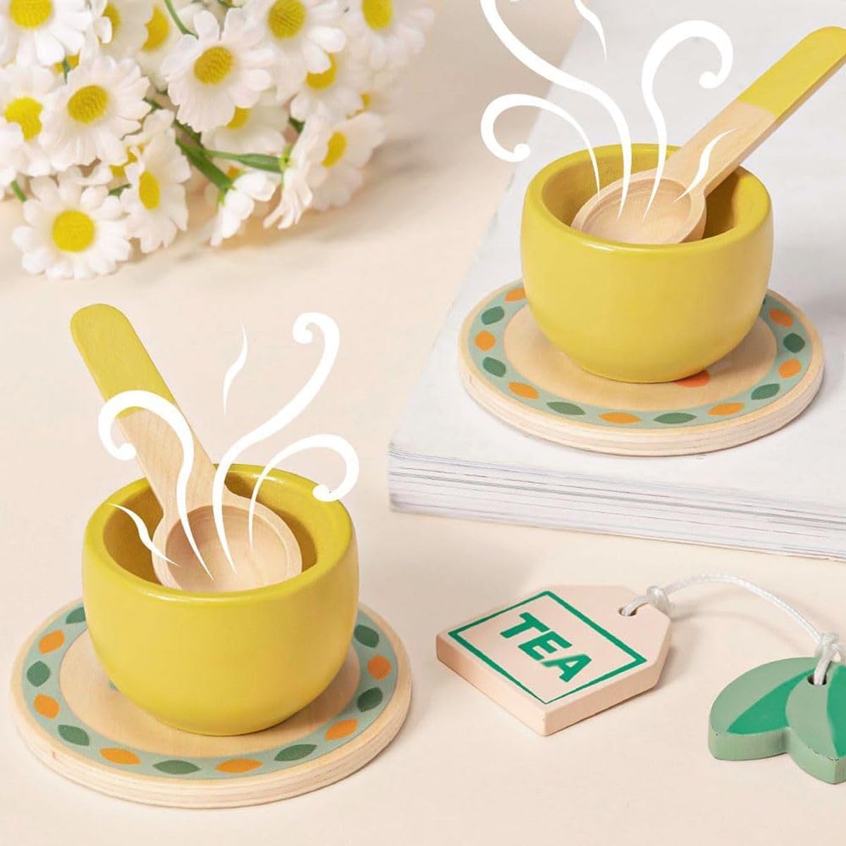 Cart In Mart 20 Piece Wooden Pretend Play Tea Set For Toddler Party Food Kitchen Toys