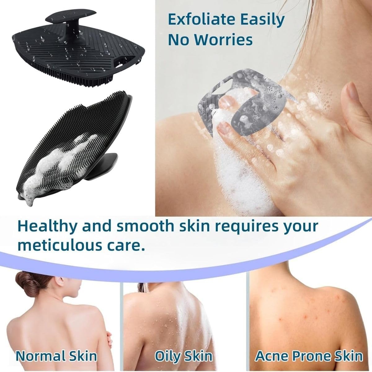 Cart In Mart Silicone Exfoliating Body Scrubber for Shower Bath Brush - 2 Pack