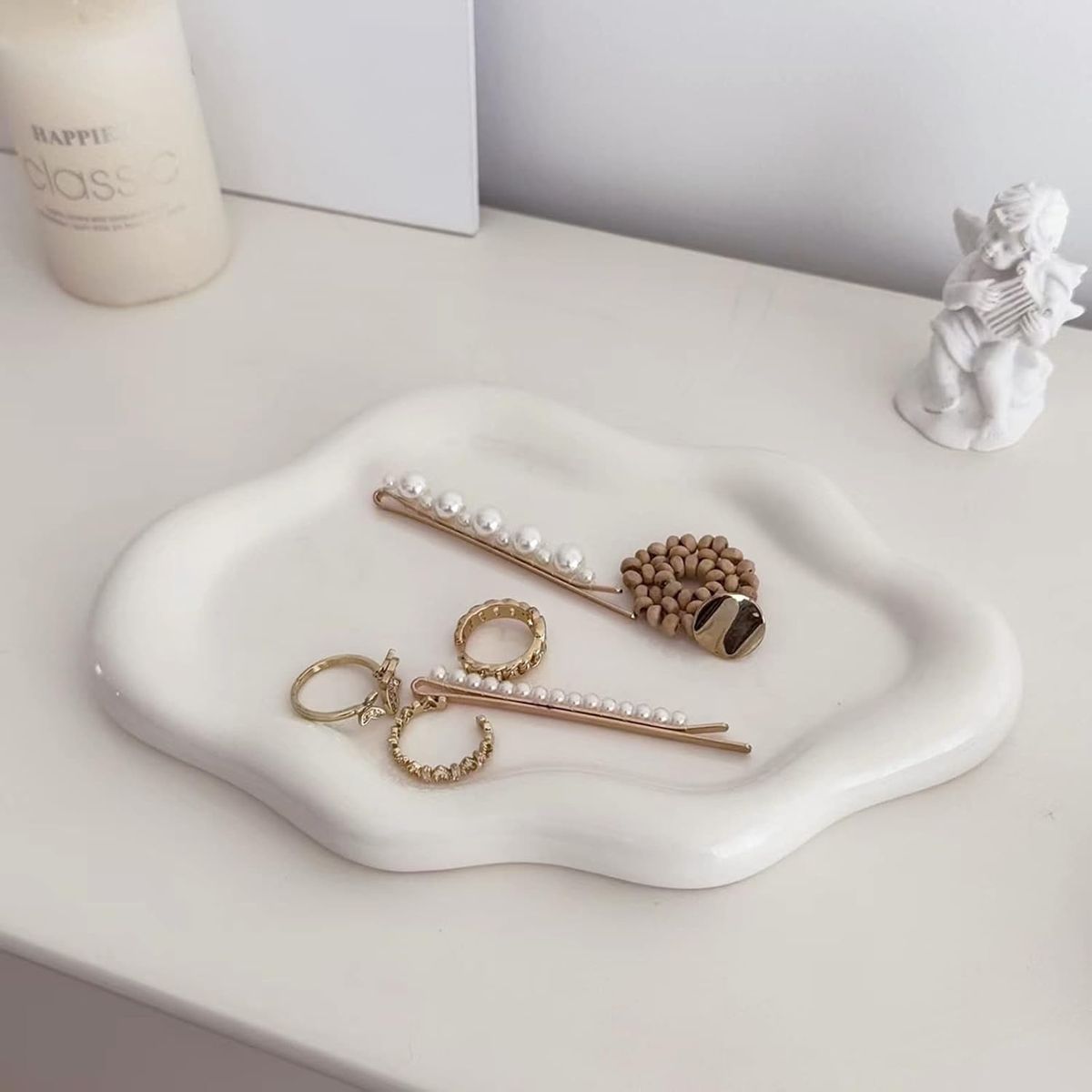 Cart In Mart Ceramic Jewellery Tray Trinket Dish Decorative Vanity Ring Holder Key Plate