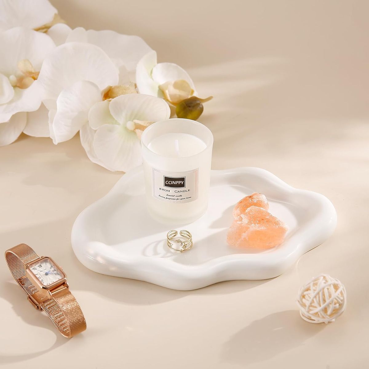 Cart In Mart Ceramic Jewellery Tray Trinket Dish Decorative Vanity Ring Holder Key Plate