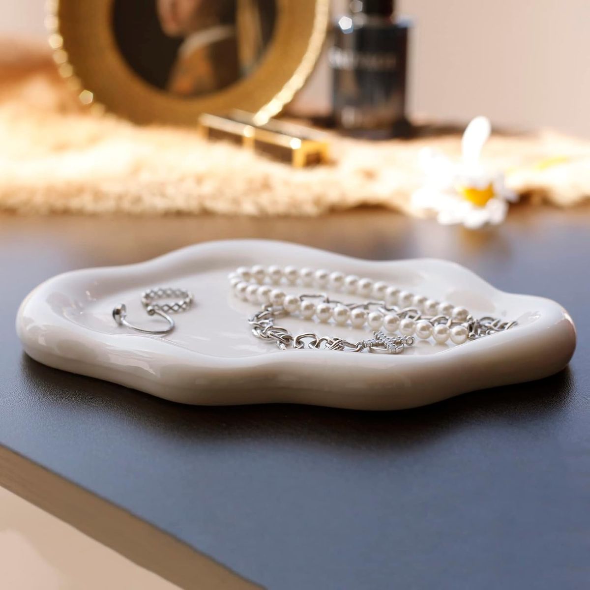 Cart In Mart Ceramic Jewellery Tray Trinket Dish Decorative Vanity Ring Holder Key Plate