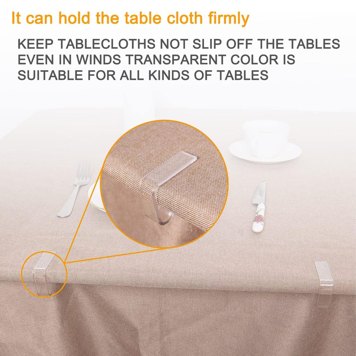Cart In Mart Transparent Tablecloth Clips Clear Plastic Table Cover Holders - 24 Pack - 4 cm
