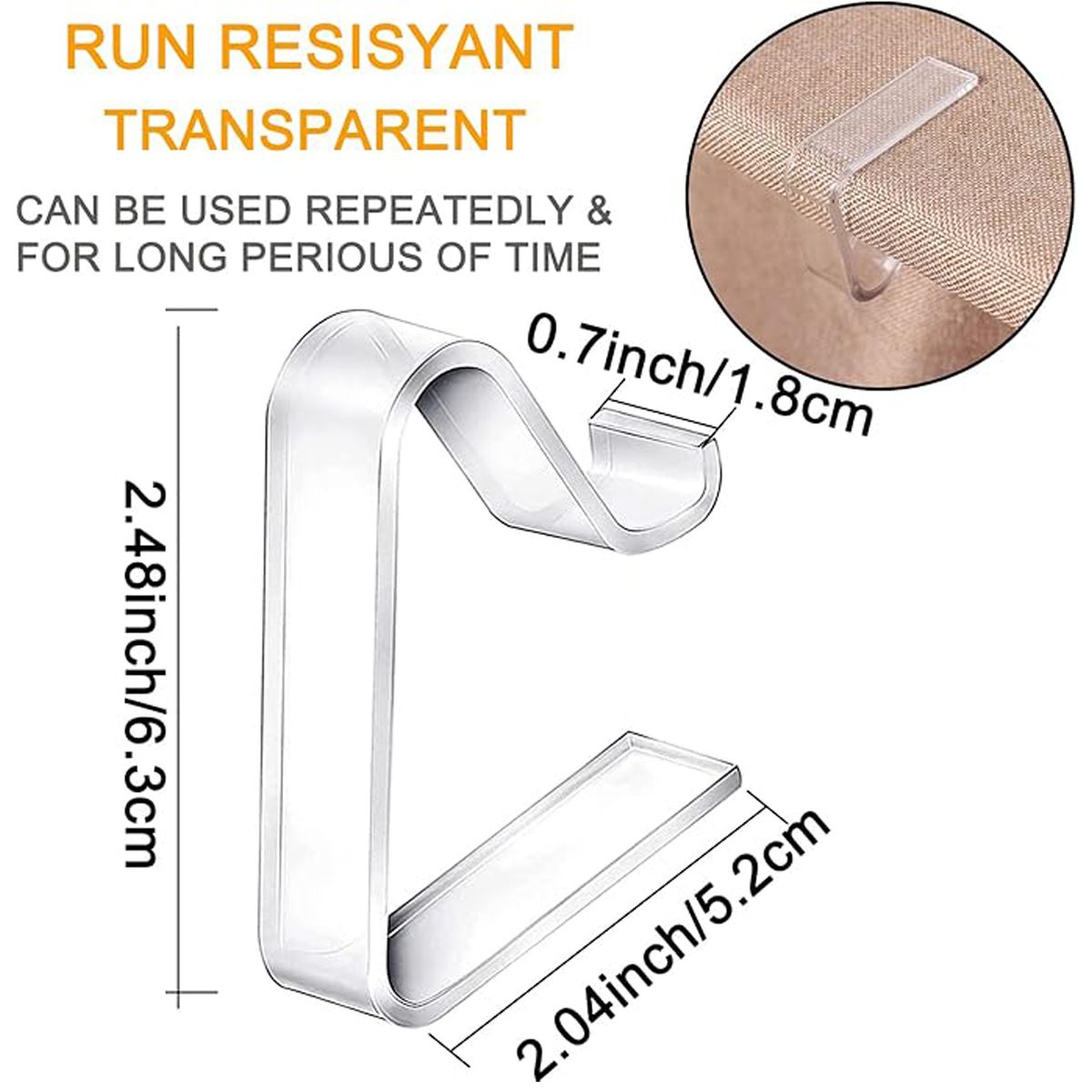 Cart In Mart Transparent Tablecloth Clips Clear Plastic Table Cover Holders - 24 Pack - 4 cm